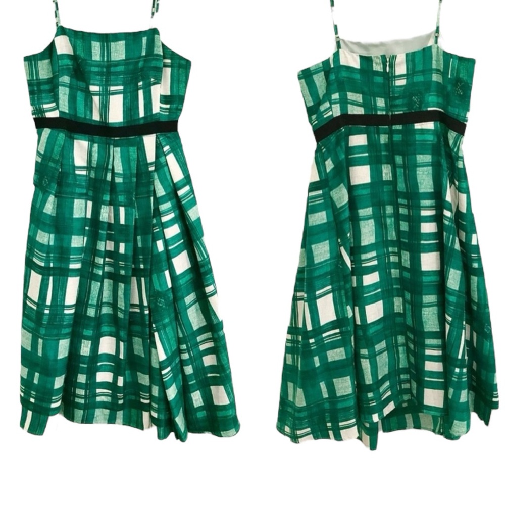 Kristin Davis Plaid Green And White‎ Pin Up Style Dress. Size 6